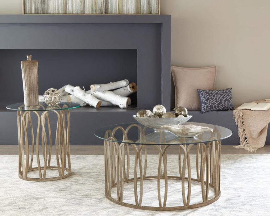 Monett - Round Coffee Table - Chocolate Chrome And Clear Unique Piece Furniture