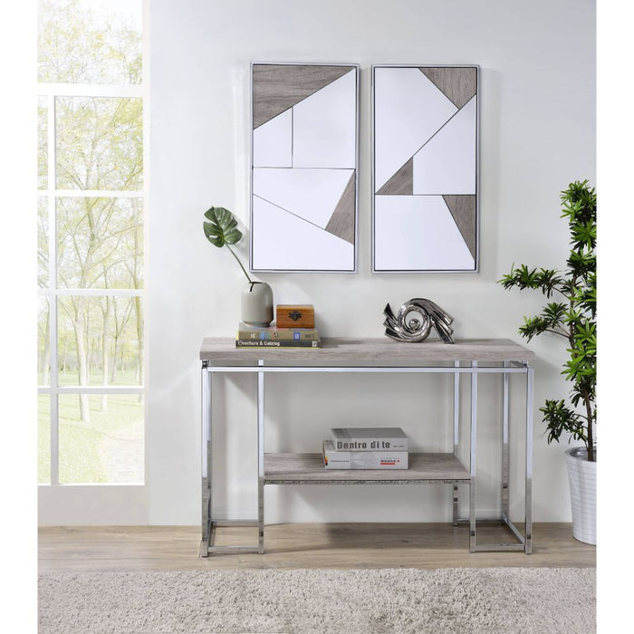 Chafik - Wall Mirror (Set of 2) - Mirrored, Natural Oak & Chrome Unique Piece Furniture