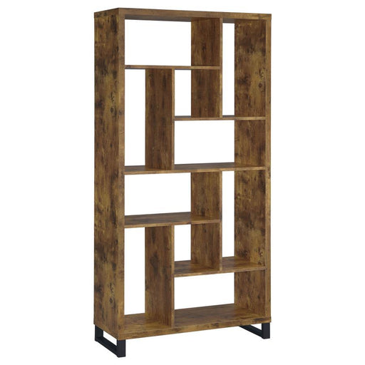 Delwin - 10-Shelf Bookcase - Antique Nutmeg Unique Piece Furniture