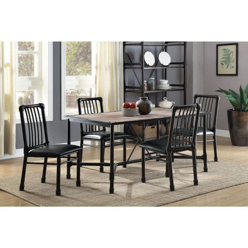 Caitlin - Dining Table - Rustic Oak & Black Unique Piece Furniture