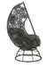 Hikre - Patio Lounge Chair - Clear Glass, Charcaol Fabric & Black Wicker Unique Piece Furniture