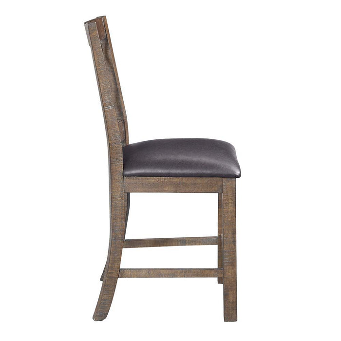 Raphaela - Counter Height Chair (Set of 2) - Black PU & Weathered Cherry Finish Unique Piece Furniture