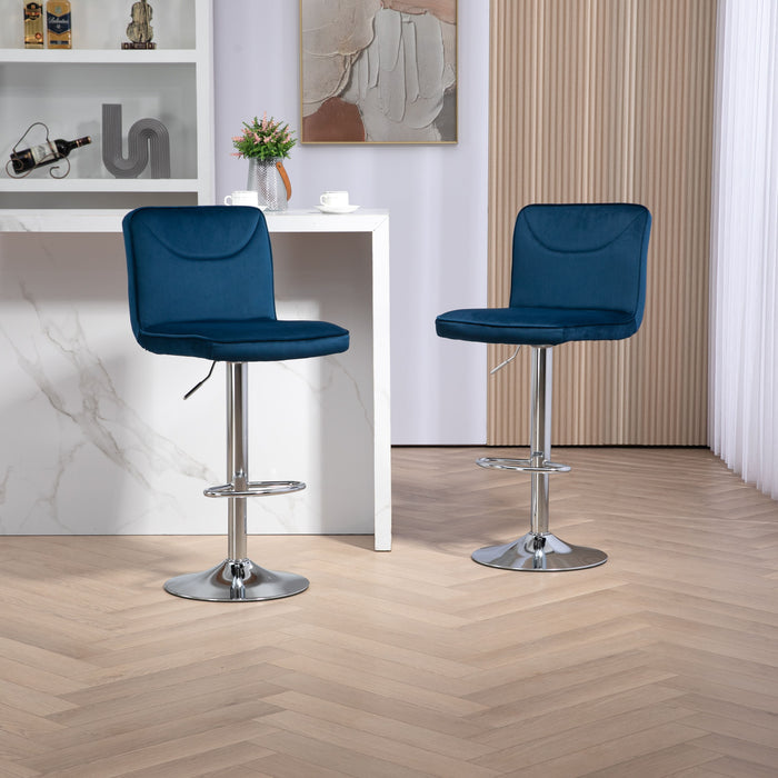 Coolmore Bar Stools, Back And Footrest Counter Height Dining Chairs (Set of 2) - Navy
