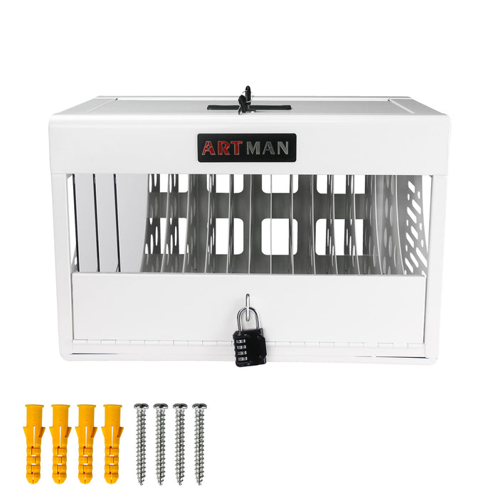 16 Bay Charging Cabinet For Laptop, Chromebook, Locking Charging Station - White