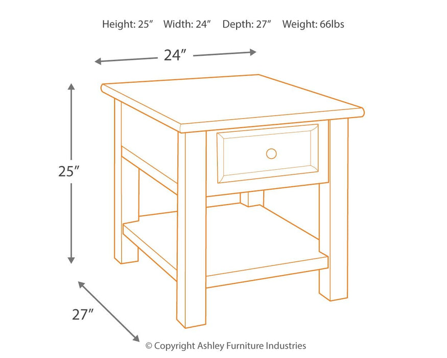 Tyler - Grayish Brown / Black - Rectangular End Table Unique Piece Furniture
