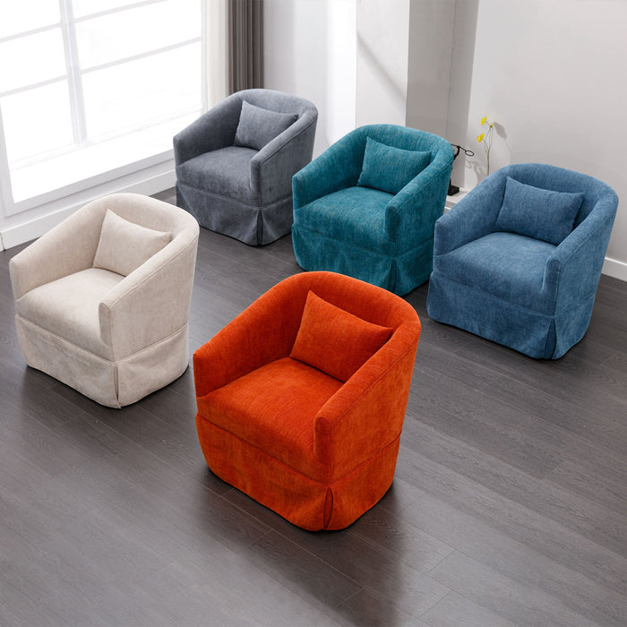 360 Degree Swivel Accent Armchair Linen Blend Grey