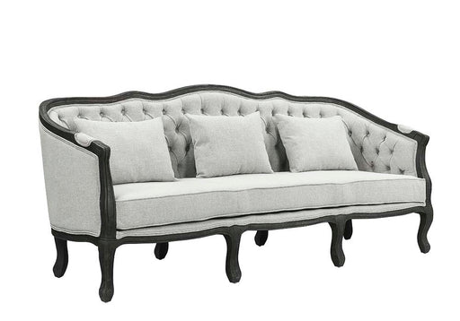 Samael - Sofa - Gray Linen & Dark Brown Finish Unique Piece Furniture