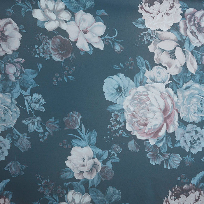 Printed Floral Twist Tab Top Voile Sheer Curtain Navy