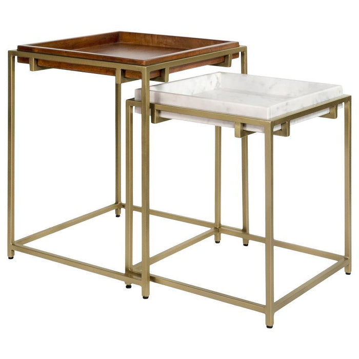 Bolden - 2 Piece Square Nesting Table With Recessed Top - Gold