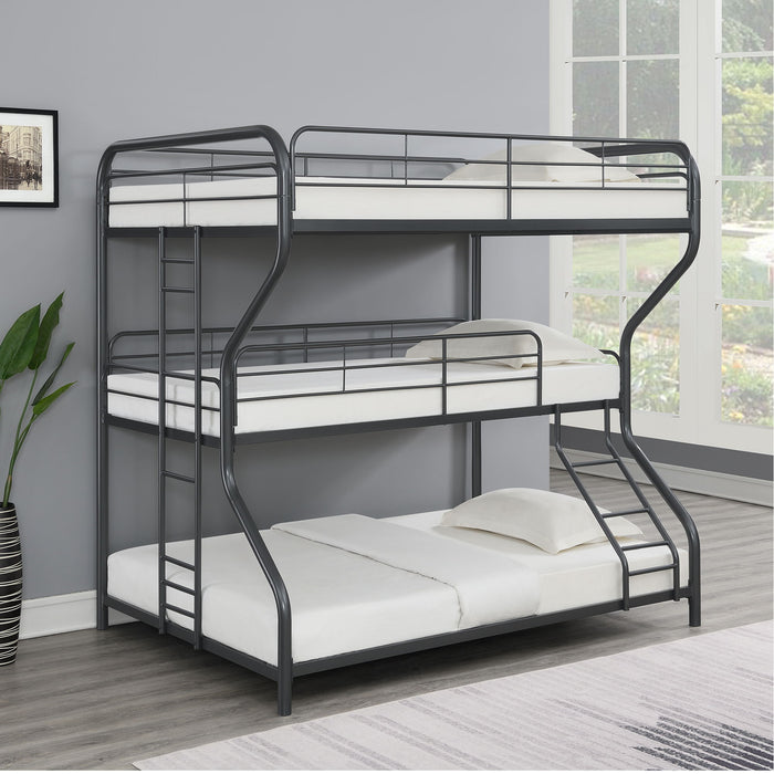 Furniture Triple Bunk Bed, Full/Twin/Full - Black