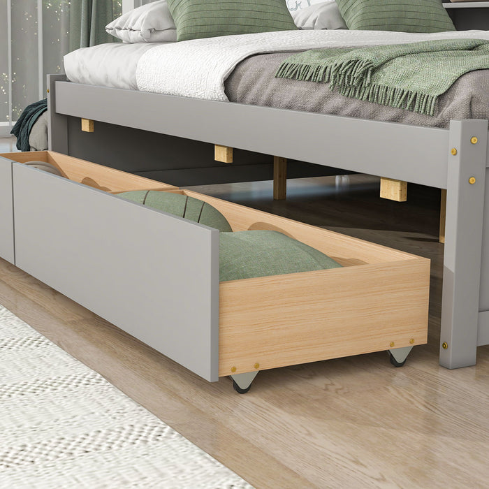 Full Bed With Side Bookcase - Gray