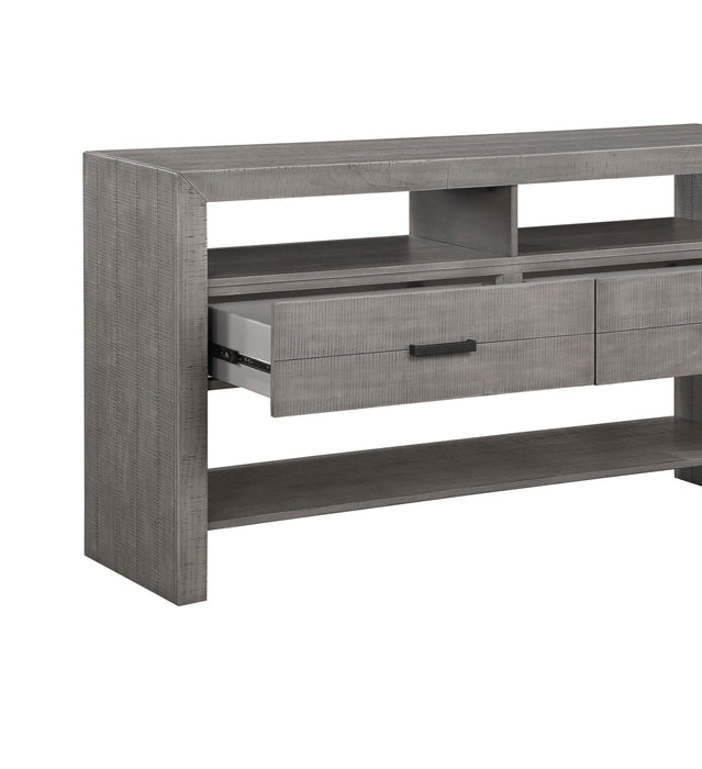 Modern Rustic Design 1 Piece Server Of 2 Drawers 3 Shelves Gray Finish Wooden Dining Room Furniture