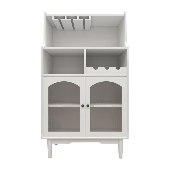 Wine Cabinet With Removable Wine Rack And Wine Glass Rack - White