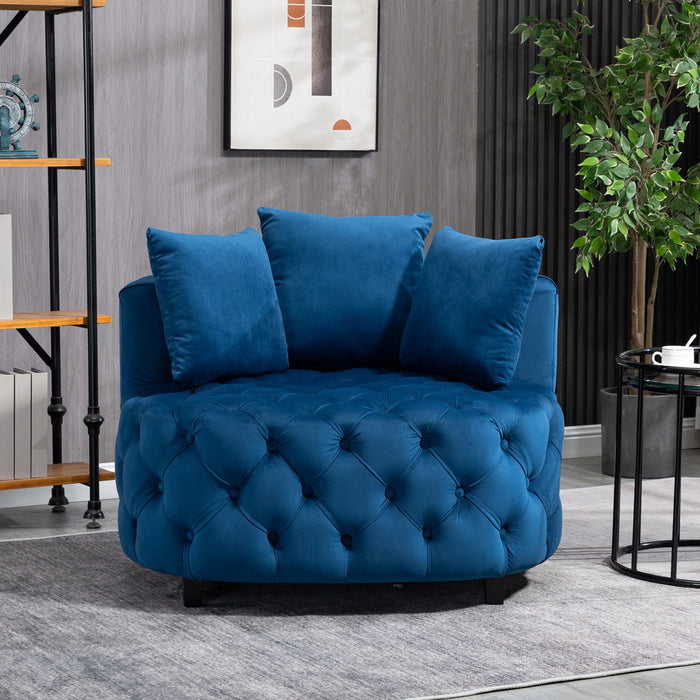 Accent Chair / Classical Barrel Chair For / Modern Leisure Sofa Chair (Blue)
