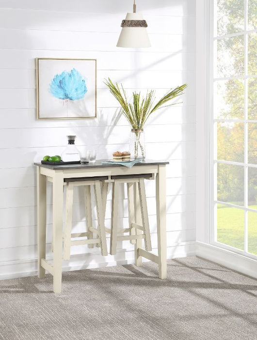 Yobanna - Counter Height Set - Gray Oak & Antique White Finish Unique Piece Furniture