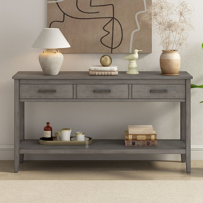 U_Style Contemporary 3-Drawer Console Table With 1 Shelf, Entrance Table For Entryway, Hallway, Living Room, Corridor