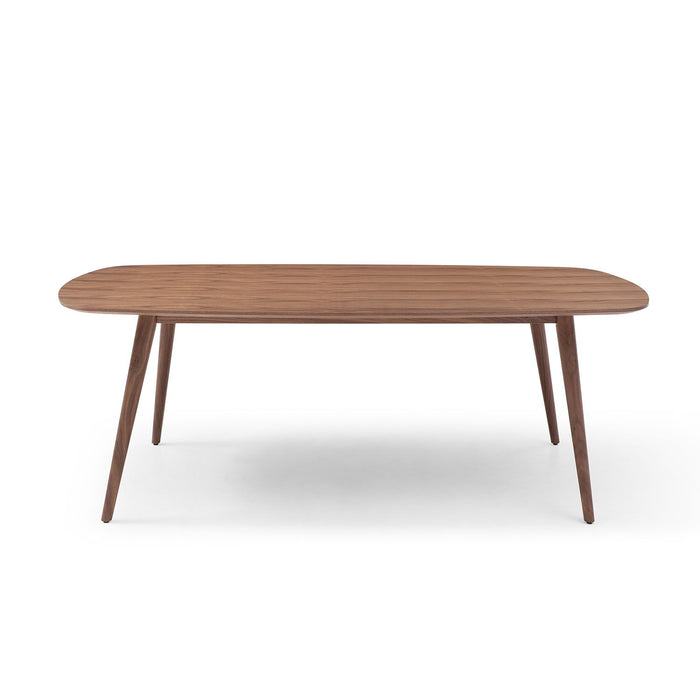 86.61 Inch Modern Mid-Century Dining Table Rectangular Table Walnut Color