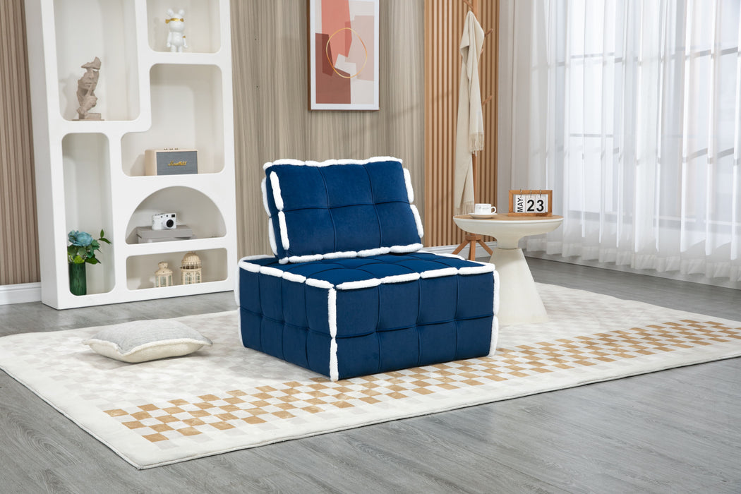 Coolmore Upholstered Deep Seat Armless Accent Single Lazy Sofa Lounge Arm Chair, Comfy Oversized Leisure Barrel Chairs For Living Room / Office / Meetingroom / Aparment / Bedroom Furniture Set - Blue