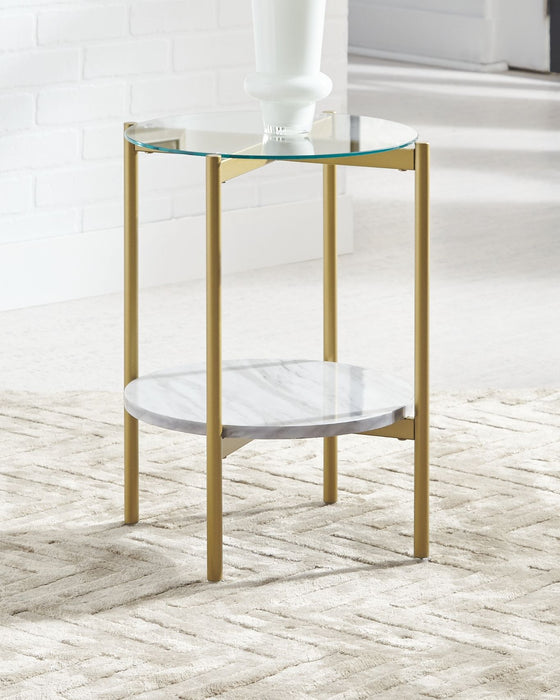 Wynora - White / Gold - Round End Table Unique Piece Furniture