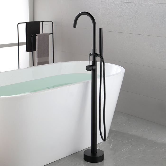 Single Handle Floor Mounted Clawfoot Tub Faucet - Matte Black