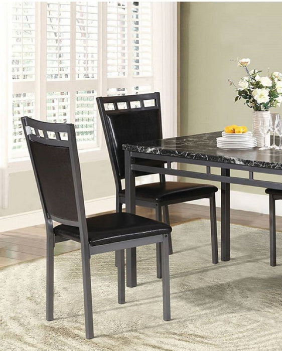 Dining Room Furniture 5 Pieces Dining Set Table And 4 X Chairs Faux Marble Top Table Espresso PU Upholstered Chairs Kitchen Dinette