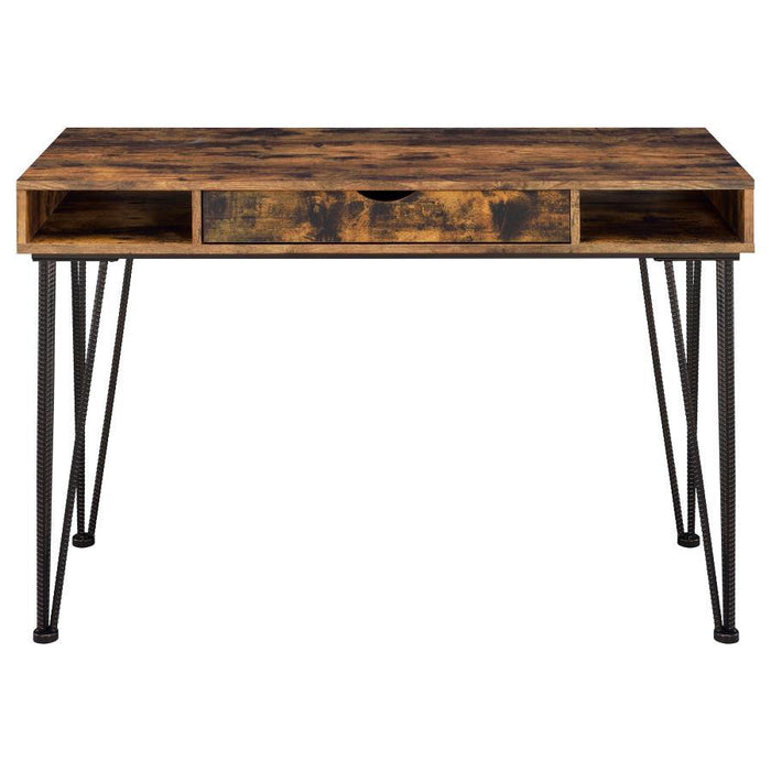 Olvera - 1-Drawer Writing Desk - Antique Nutmeg And Dark Bronze Unique Piece Furniture