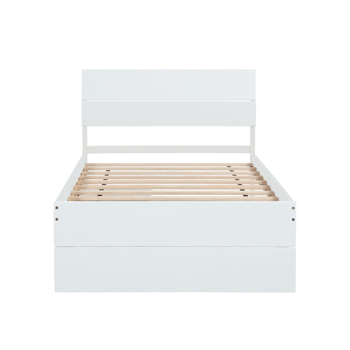 Modern Twin Bed Frame With 2 Drawers For White High Gloss Color