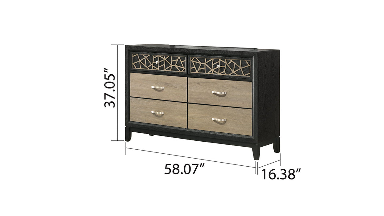 Selena Modern & Contemporary Dresser Made With Wood In Black And Natural
