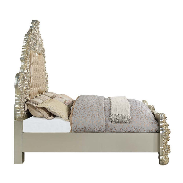 Sorina - Eastern King Bed - PU & Antique Gold Finish Unique Piece Furniture