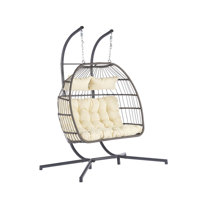 2 Person Outdoor Hanging Chair Patio Wicker Egg Chair