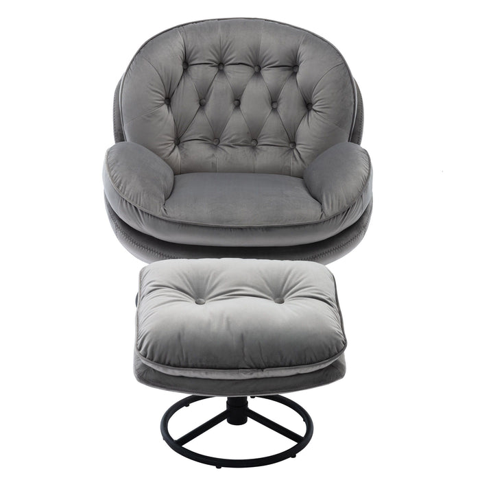 Accent Chair TV Chair Living Room Chair Gray With Ottoman
