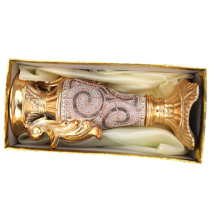 Ambrose, Chrome Plated Crystal Embellished Ceramic Vase - Gold