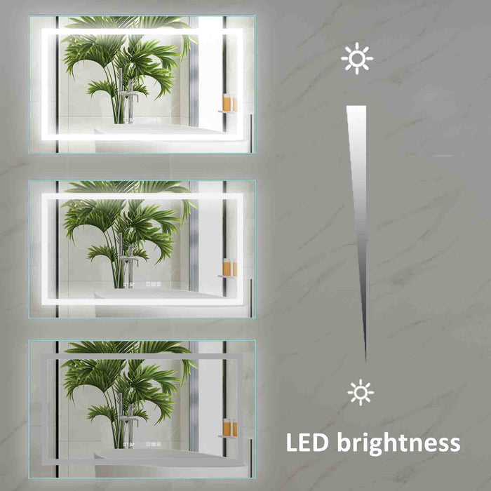24'' x 40'' LED Lighted Bathroom Mirror Cabinet With Light-Sensor Night Light - Anthracite
