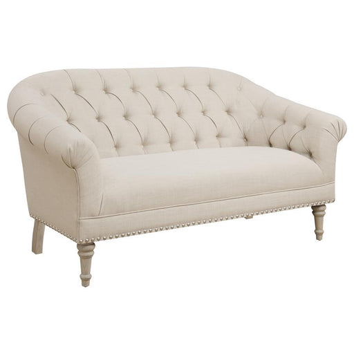 Billie - Tufted Back Settee With Roll Arm - Natural Unique Piece Furniture