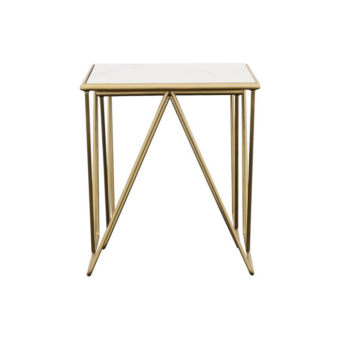 Bette - 2 Piece Nesting Table Set - White And Gold Unique Piece Furniture