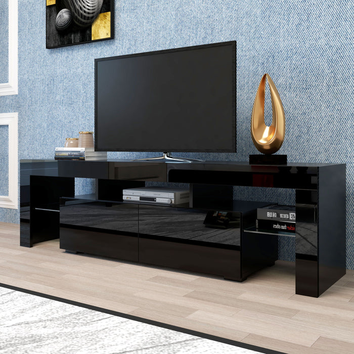 Modern Tv Stand - 20 Colors LED Tv Stand With Remote Control Lights - Black
