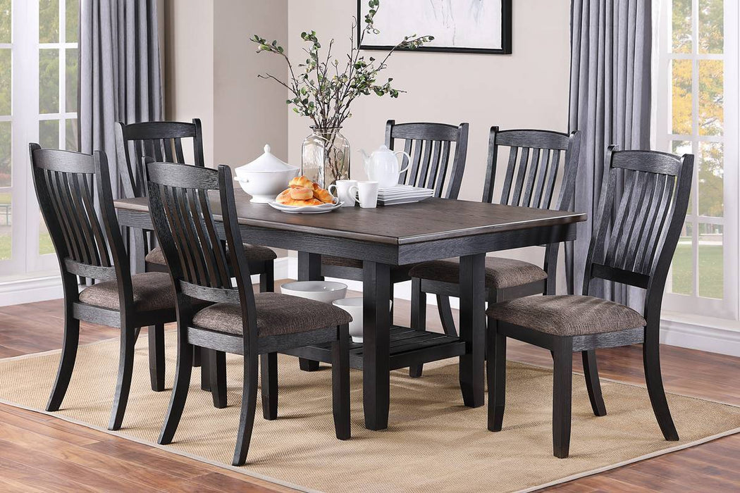 1 Piece Dining Table Dark Coffee Finish Kitchen Breakfast Dining Room Furniture Table Storage Shelve Rubber Wood