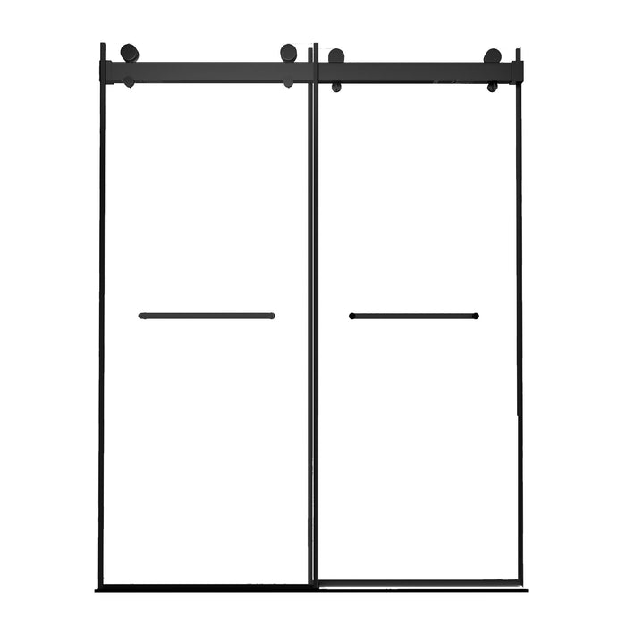 Frameless Double Sliding Shower, 57 - 60" Width, 79" Height, 3 / 8" (10 Mm) Clear Tempered Glass, Designed For Smooth Door Closing With Upgraded Crashproof System Technology Matte Black Finish - Matte Black