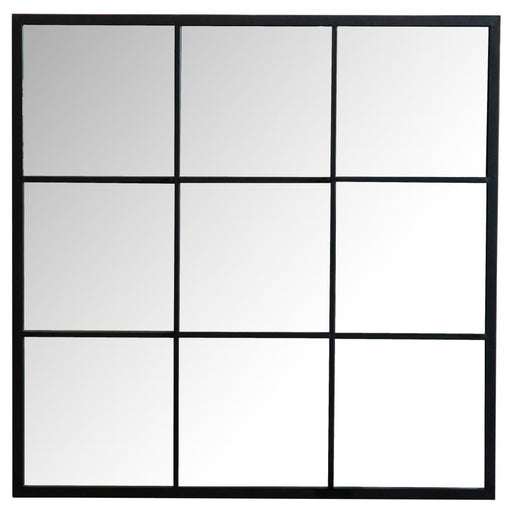 Quetzal - Square Window Pane Wall Mirror - Black Unique Piece Furniture
