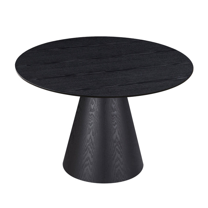 Round Dining Table, Modern Kitchen Table Circular MDF Finish Tabletop For Leisure Coffee Table, Black