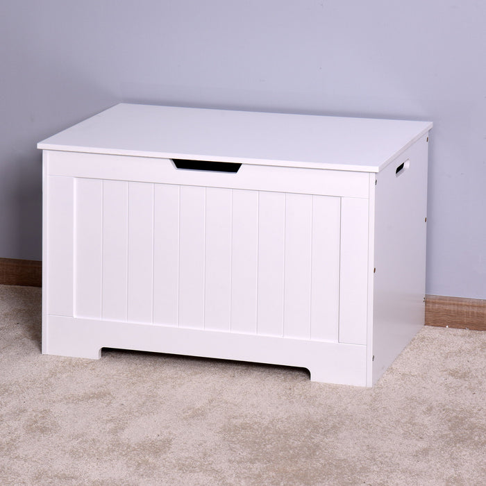 Lift Top Entryway Storage Chest/Bench With 2 Safety Hinge - Wooden Toy Box - White