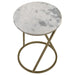 Malthe - Round Accent Table With Marble Top - White And Antique Gold Unique Piece Furniture