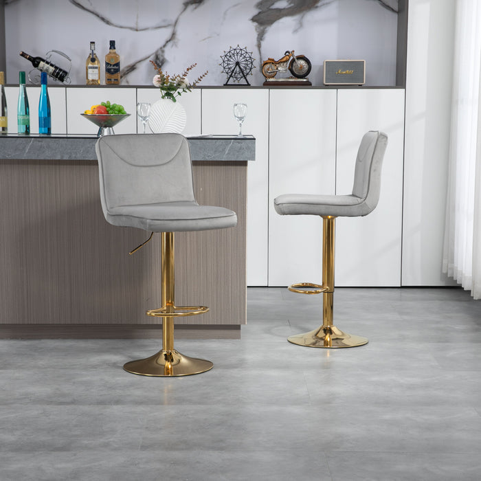 Coolmore Bar Stools, Back And Footrest Counter Height Dining Chairs (Set of 2) - Grey