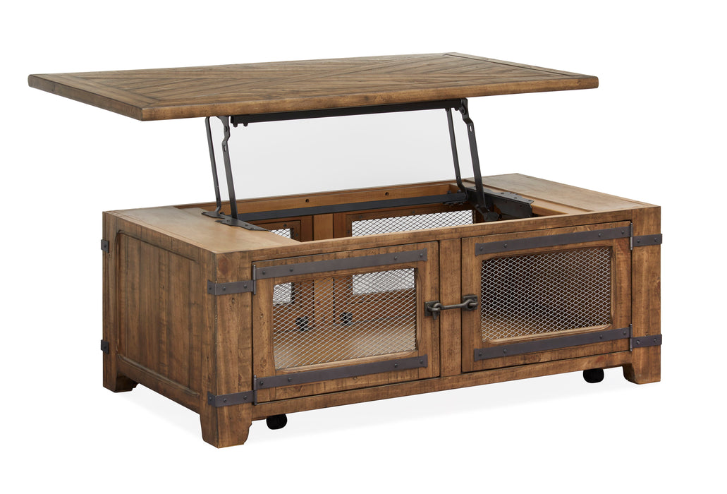 Chesterfield - Top Storage Cocktail Table With Casters - Farmhouse Timber