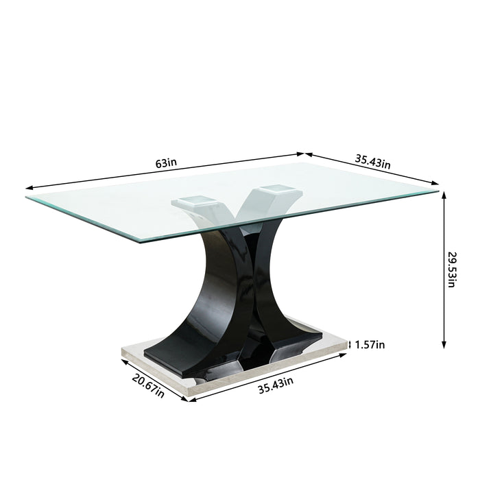 Modern Style Glass Table, Elegant Transparent Design, Durable Support Base, Solid, Selected Materials Made Of Furniture Display Fashion, Suitable For The Living Room (Set of 1) - Black