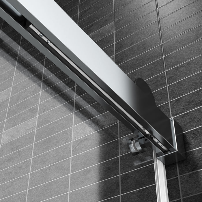 72*76" Single Sliding Frameless Shower Door With Buffer - Brushed Nickel