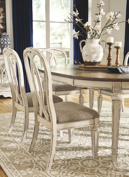 Realyn - Chipped White - Dining Uph Side Chair (Set of 2) - Ribbonback Unique Piece Furniture Furniture Store in Dallas and Acworth, GA serving Marietta, Alpharetta, Kennesaw, Milton