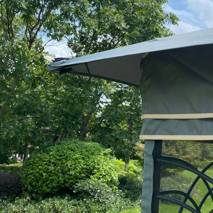 13X10 Outdoor Patio Gazebo Canopy Tent With Ventilated Double Roof And Mosquito Net (Detachable Mesh Screen On All Sides), Suitable For Lawn, Garden, Backyard And Deck - Gray