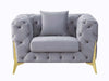 Jelanea - Chair - Gray Velvet & Gold Finish Unique Piece Furniture
