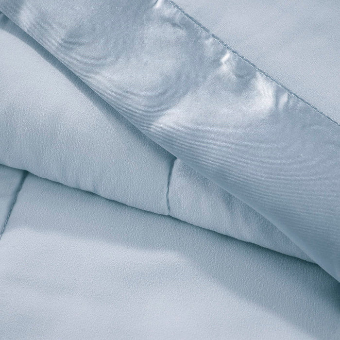 Lightweight Down Alternative Blanket With Satin Trim - Blue